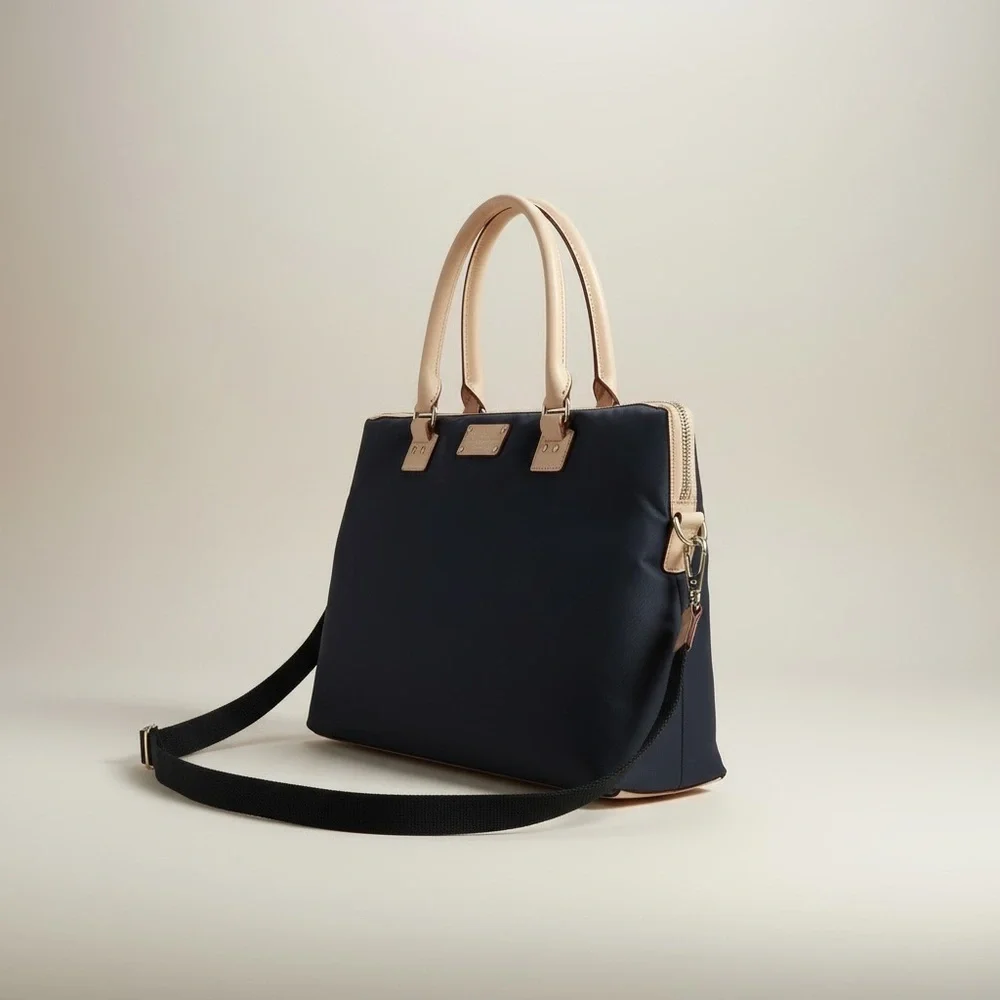 Kate Spade Black Nylon Satchel Tote Pink Lining Crossbody EUC NWOT
